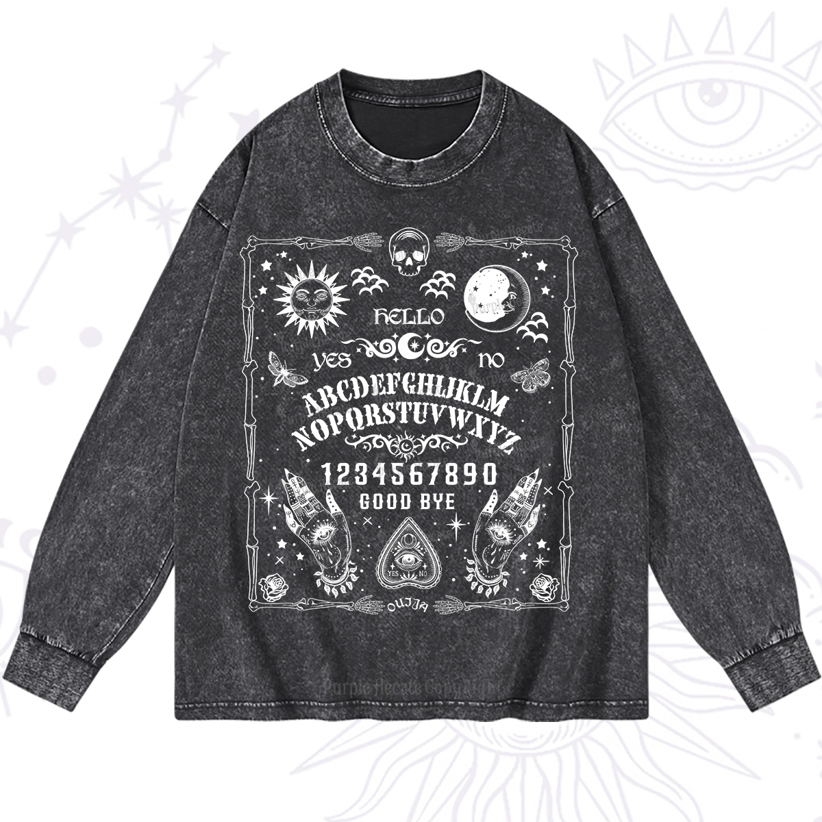Purplehecate Ouija Board Washed Long Sleeve Shirt