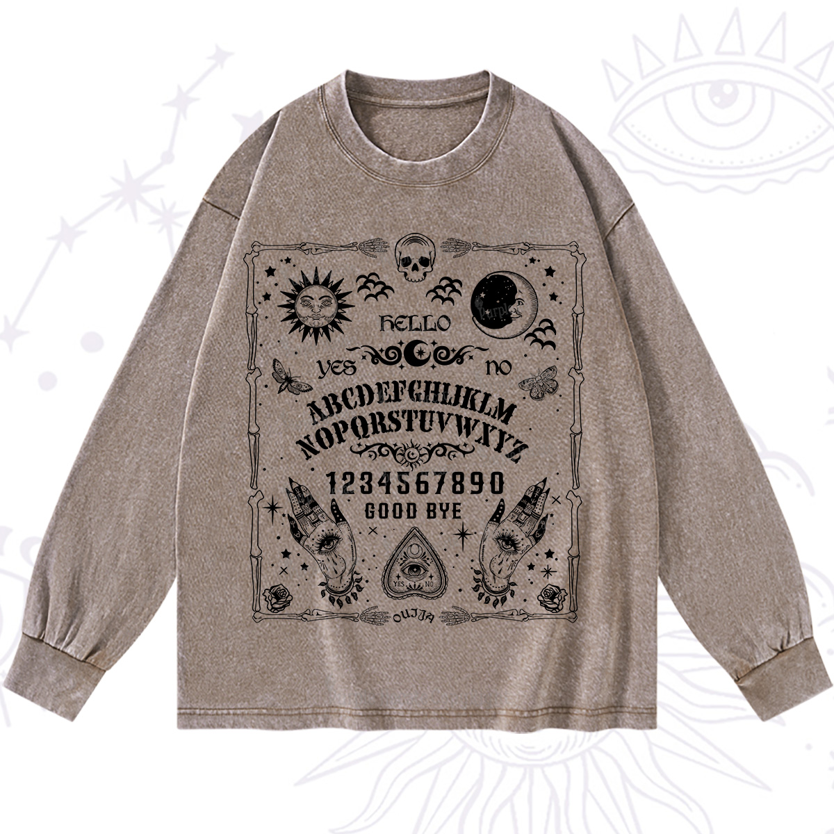 Purplehecate Ouija Board Washed Long Sleeve Shirt