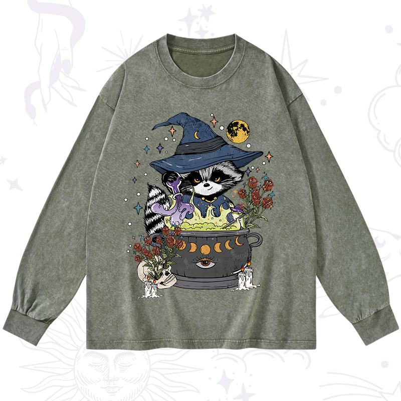 Purplehecate Alchemy Journey of the Raccoon Washed Long Sleeve Shirt
