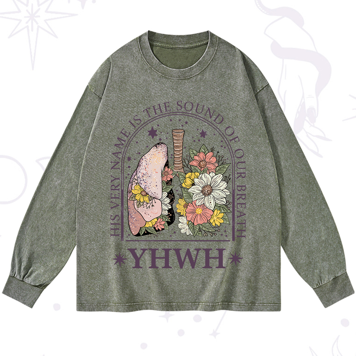 Purplehecate His Very Name Is The Sound Of Our Breath Washed Long Sleeve Shirt