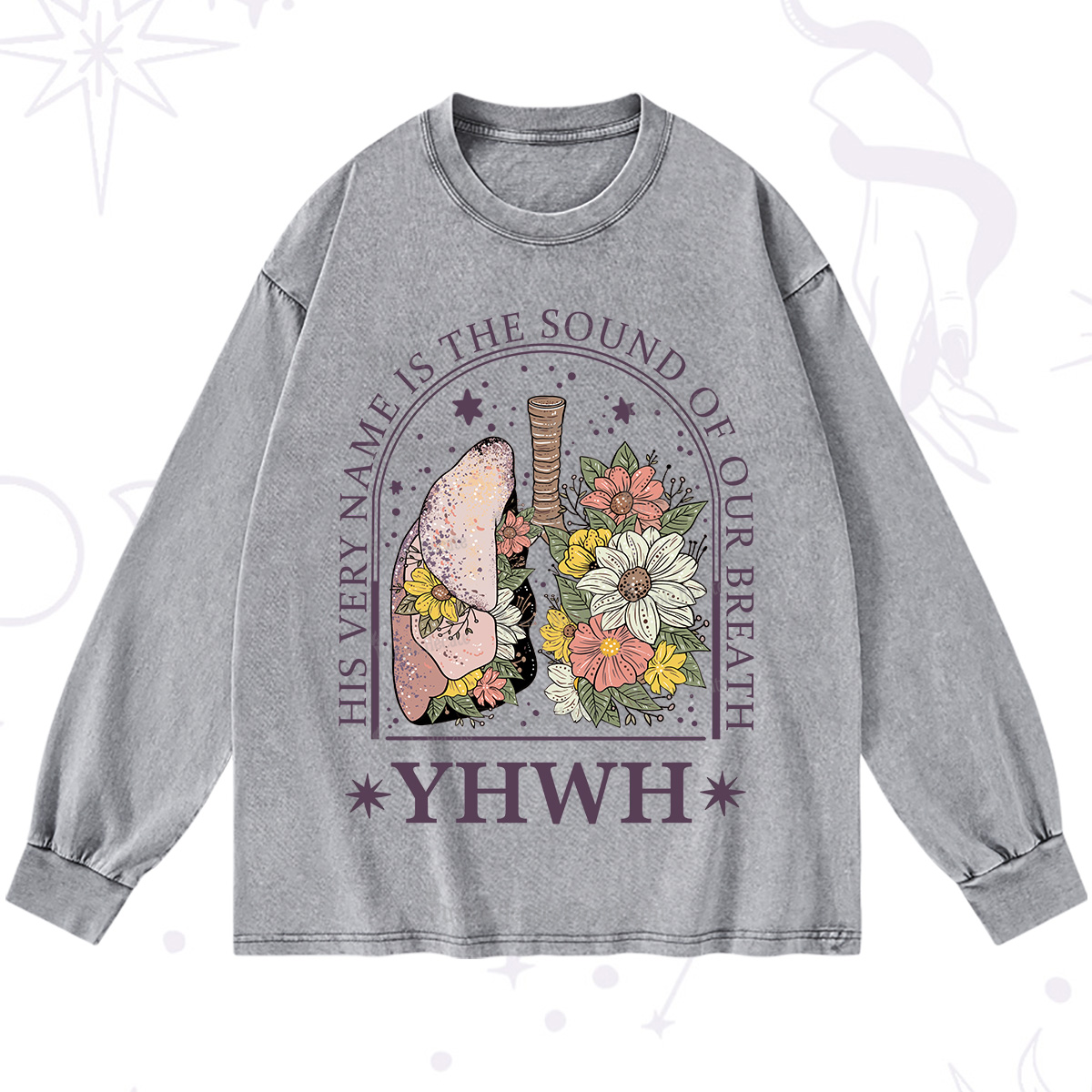 Purplehecate His Very Name Is The Sound Of Our Breath Washed Long Sleeve Shirt