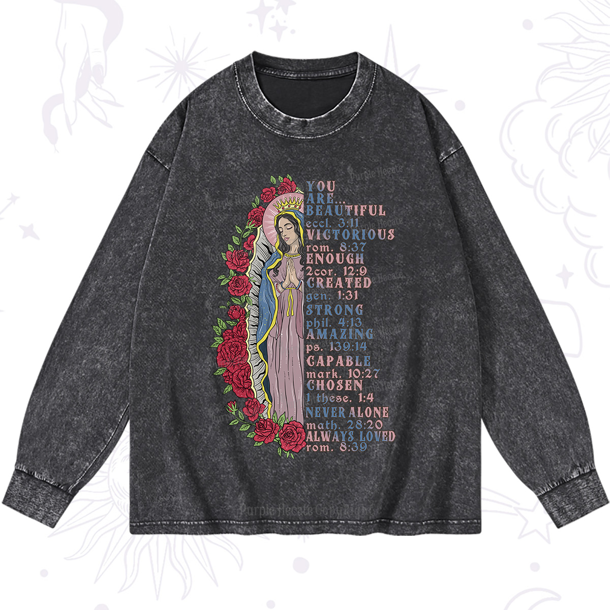 Purplehecate Biblical Blessings Washed Long Sleeve Shirt