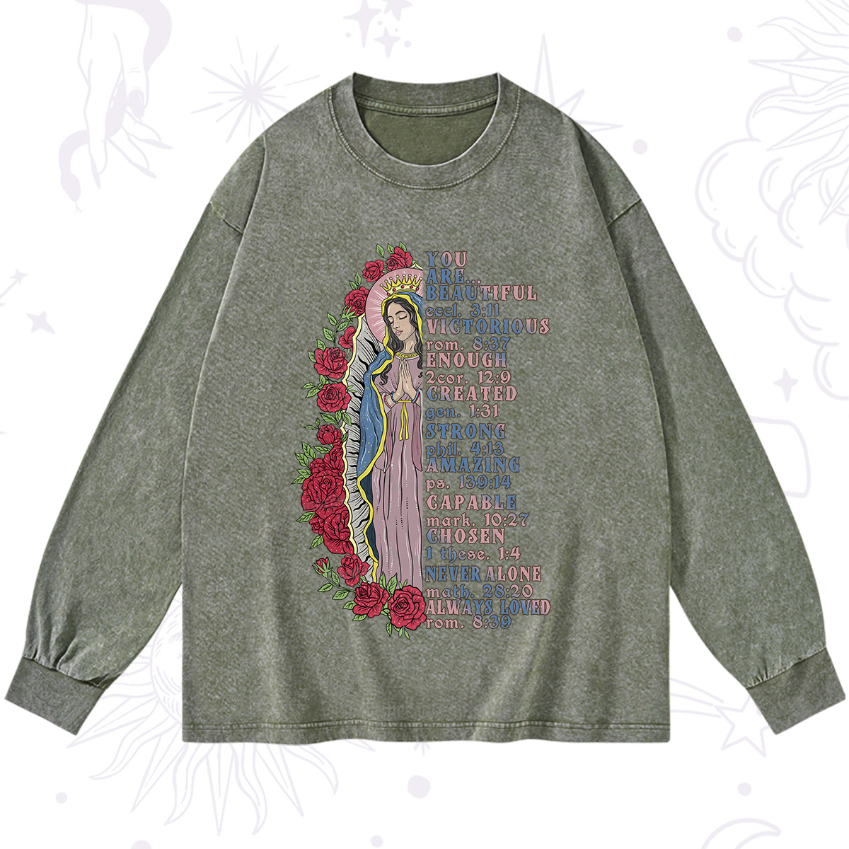 Purplehecate Biblical Blessings Washed Long Sleeve Shirt