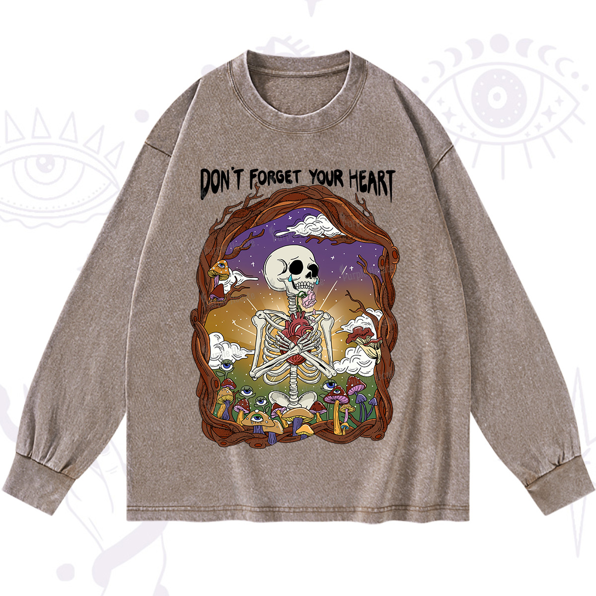Purplehecate Don't Forget Your Heart Washed Long Sleeve Shirt