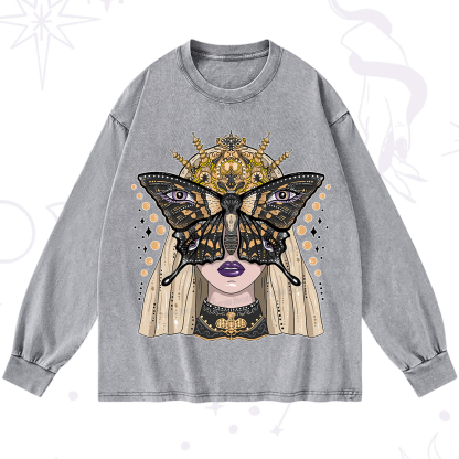 Purplehecate Butterfly Witchy Washed Long Sleeve Shirt