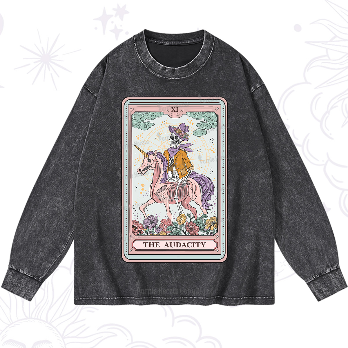 Purplehecate The Audacity Tarot Card Washed Long Sleeve Shirt