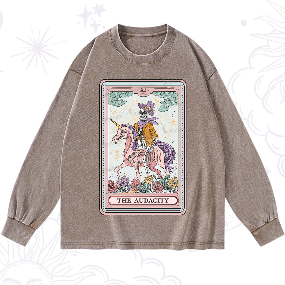 Purplehecate The Audacity Tarot Card Washed Long Sleeve Shirt