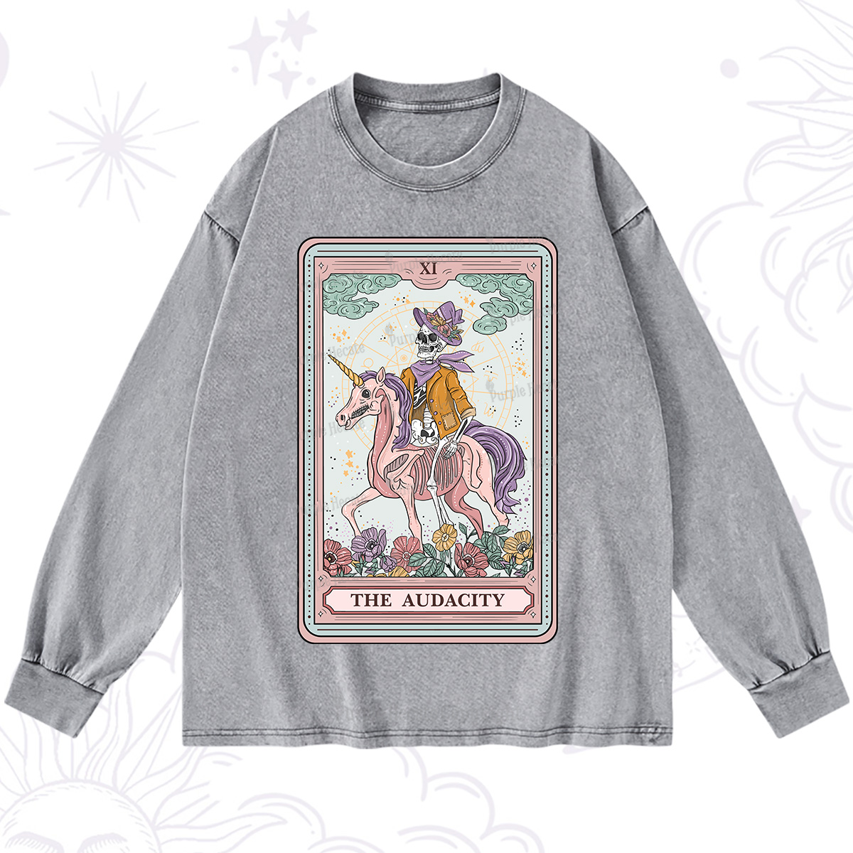Purplehecate The Audacity Tarot Card Washed Long Sleeve Shirt