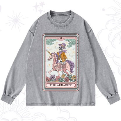 Purplehecate The Audacity Tarot Card Washed Long Sleeve Shirt