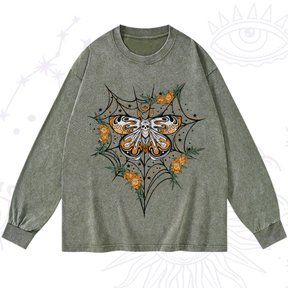 Purplehecate Death Head Moth Washed Long Sleeve Shirt