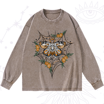 Purplehecate Death Head Moth Washed Long Sleeve Shirt