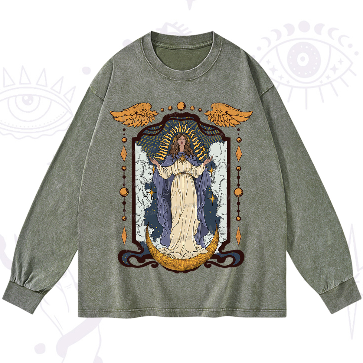 Purplehecate Holy Guardian Washed Long Sleeve Shirt