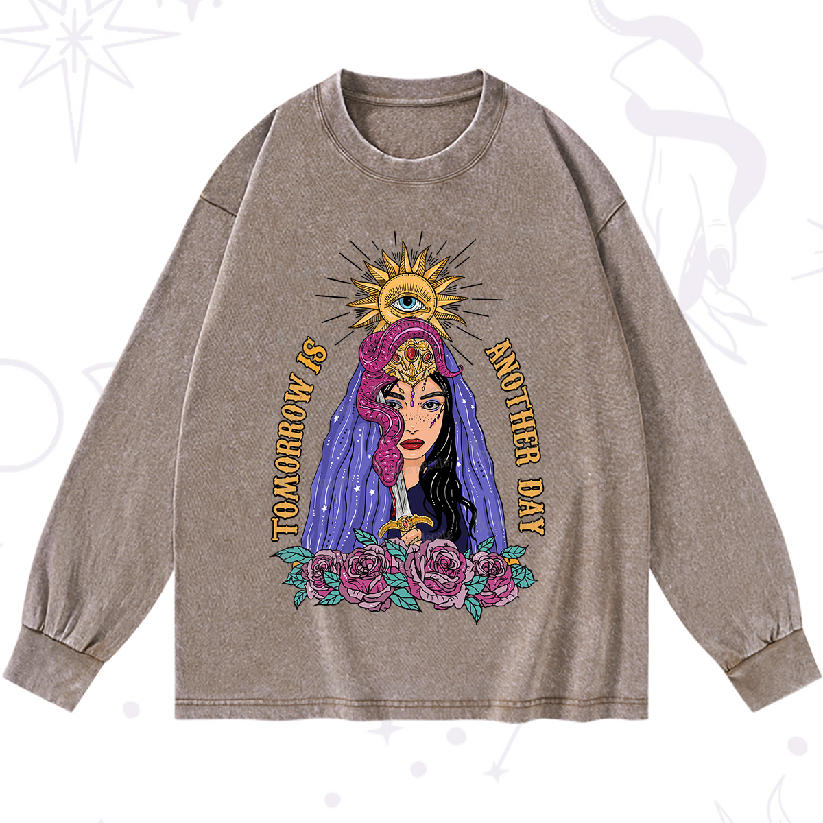 Purplehecate Prophetic Eye Witch Washed Long Sleeve Shirt