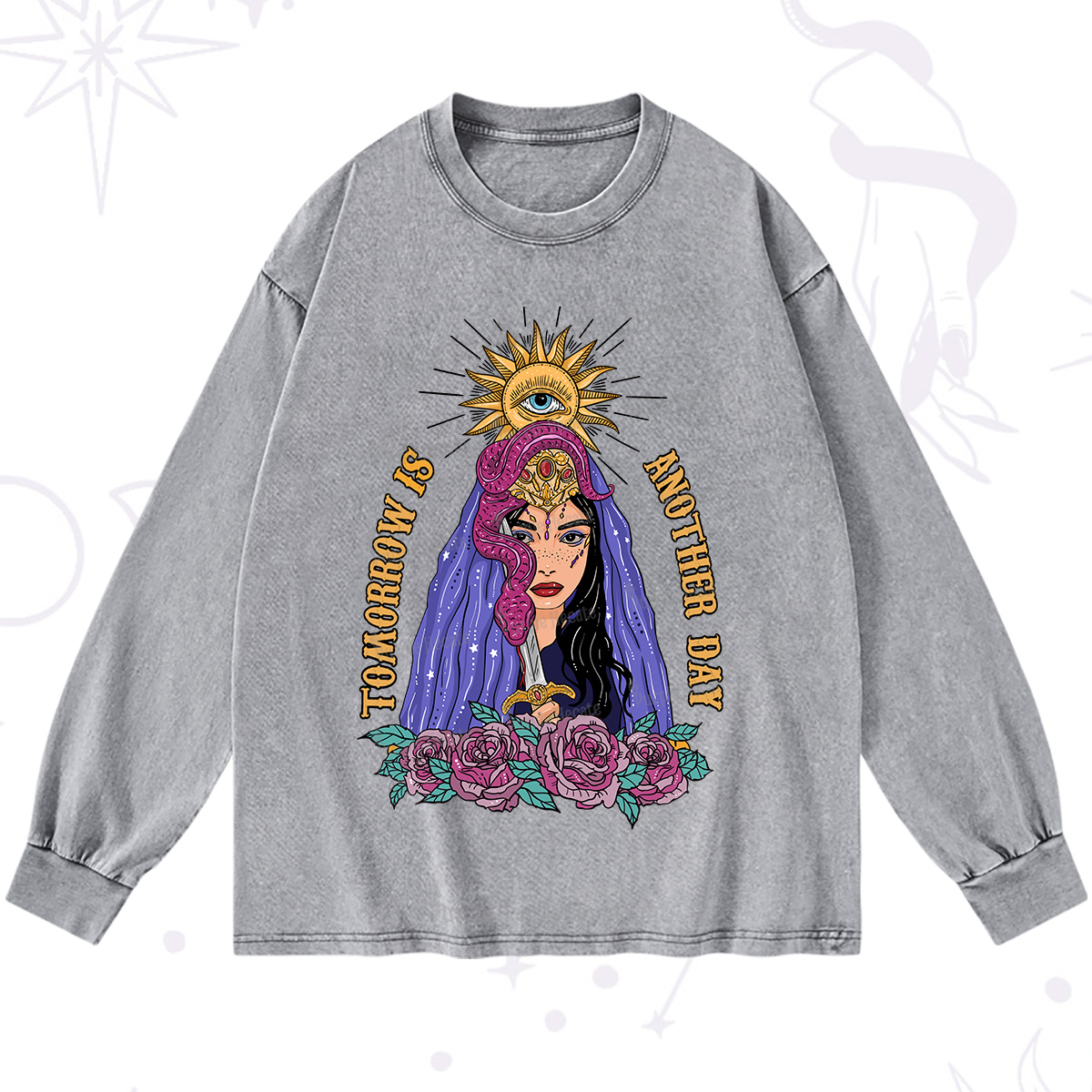 Purplehecate Prophetic Eye Witch Washed Long Sleeve Shirt