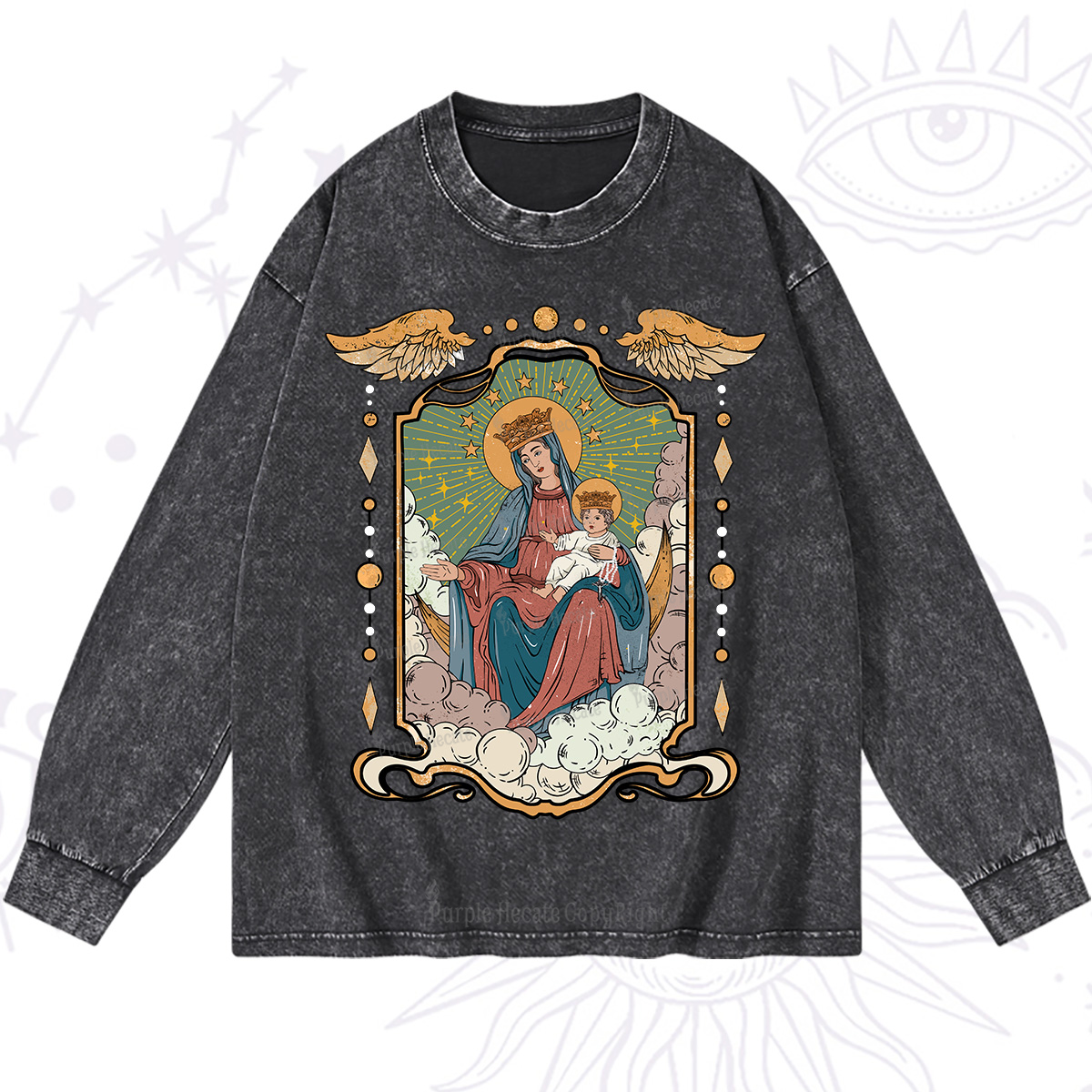 Purplehecate The Lady Of the Rosary Washed Long Sleeve Shirt