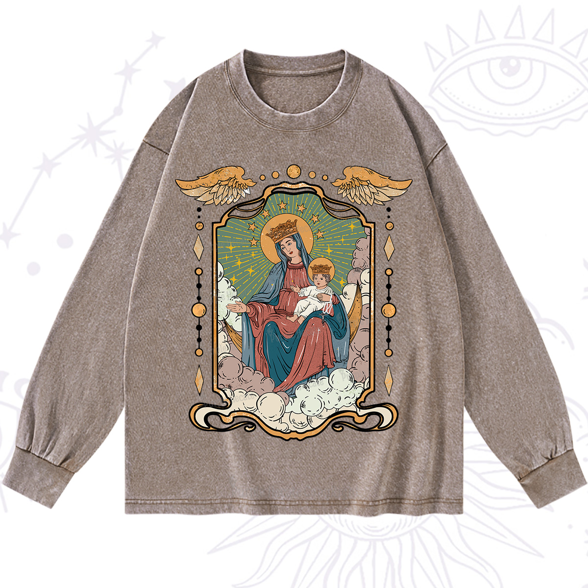 Purplehecate The Lady Of the Rosary Washed Long Sleeve Shirt