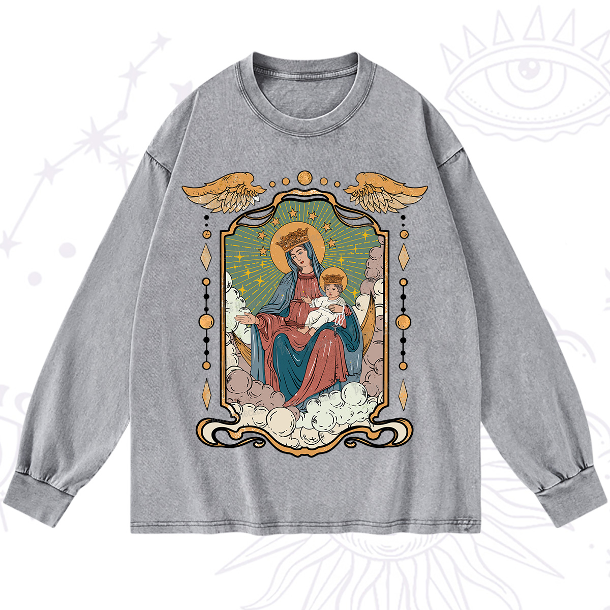 Purplehecate The Lady Of the Rosary Washed Long Sleeve Shirt
