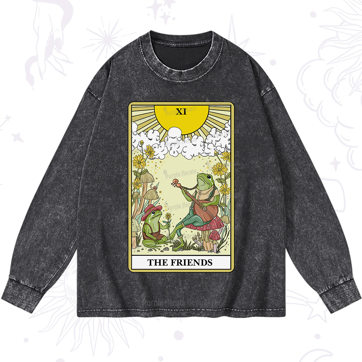 Purplehecate The Friends Tarot Card Washed Long Sleeve Shirt