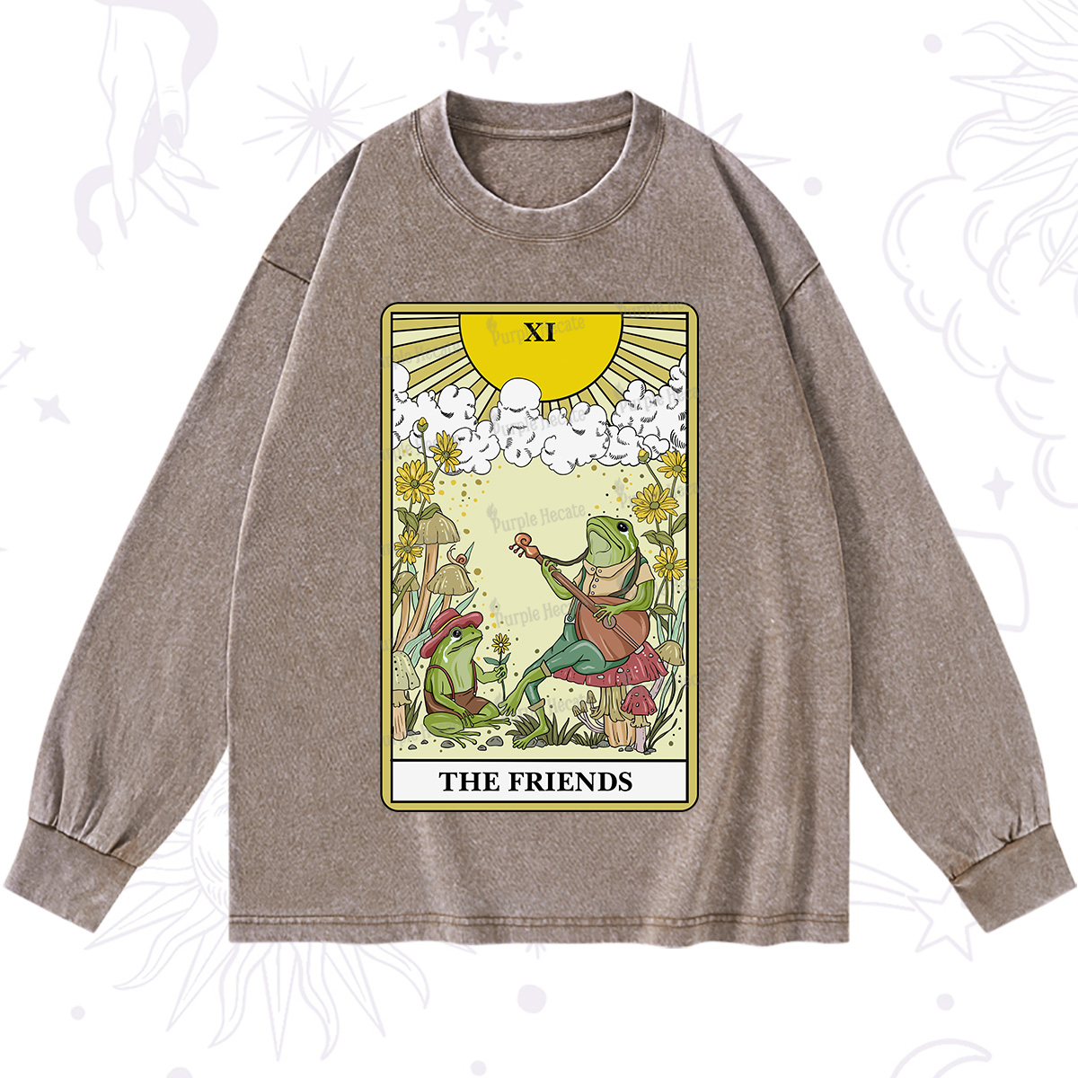 Purplehecate The Friends Tarot Card Washed Long Sleeve Shirt