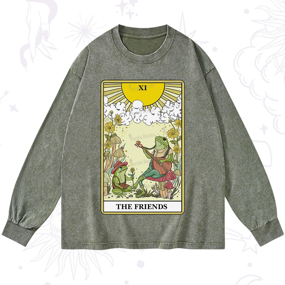 Purplehecate The Friends Tarot Card Washed Long Sleeve Shirt