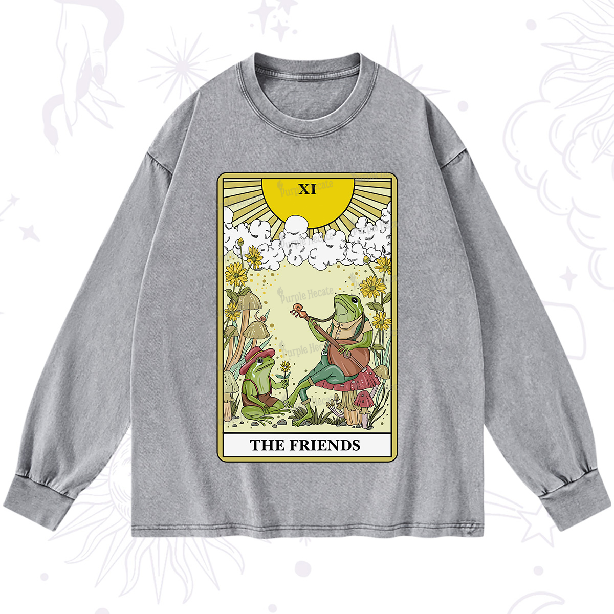 Purplehecate The Friends Tarot Card Washed Long Sleeve Shirt
