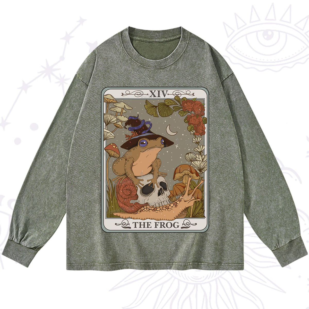 Purplehecate The Frog Tarot Washed Long Sleeve Shirt