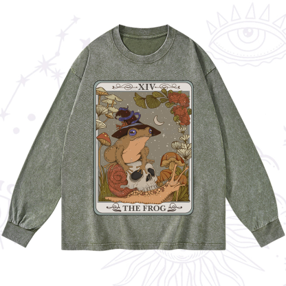 Purplehecate The Frog Tarot Washed Long Sleeve Shirt