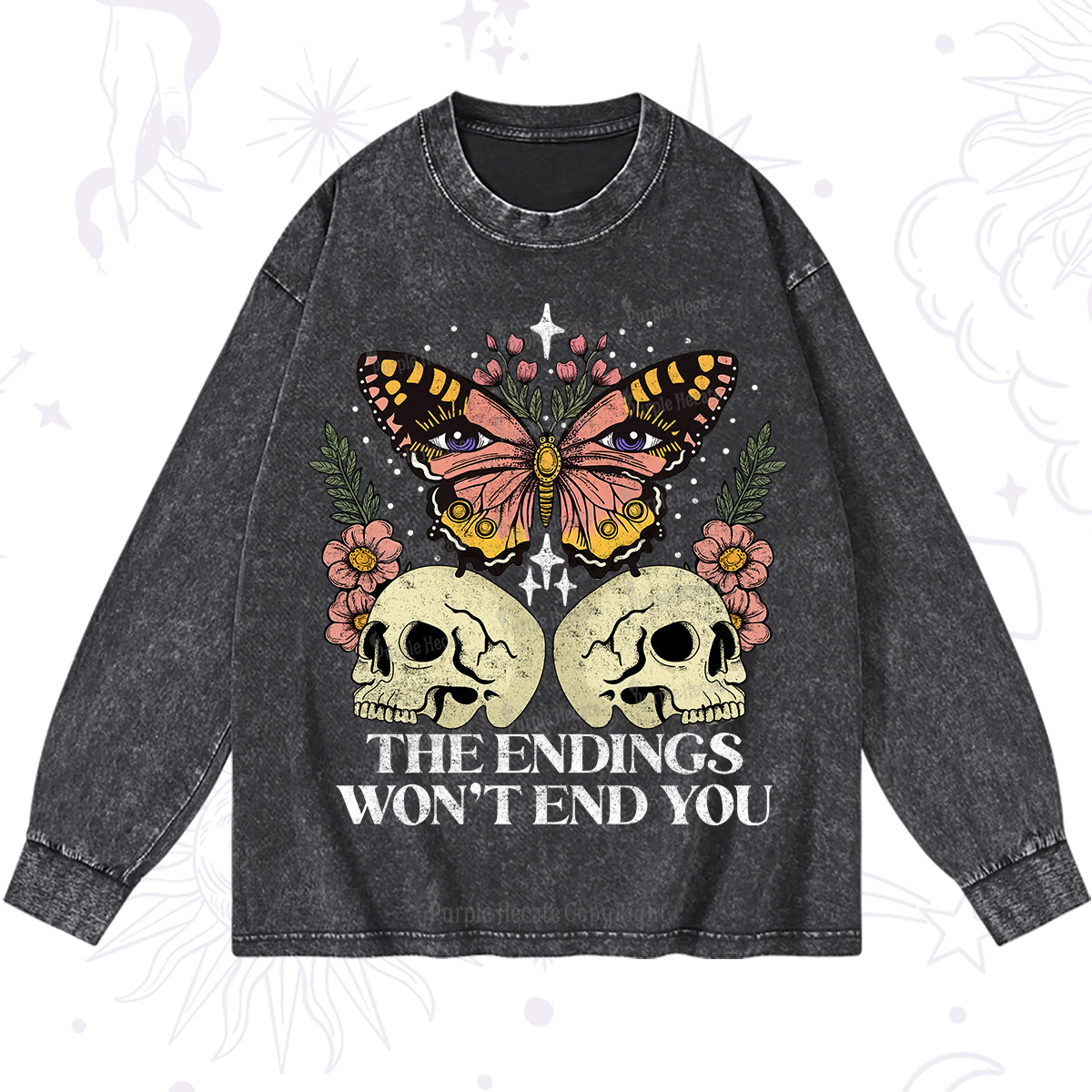 Purplehecate The Endings Won't End You Washed Long Sleeve Shirt
