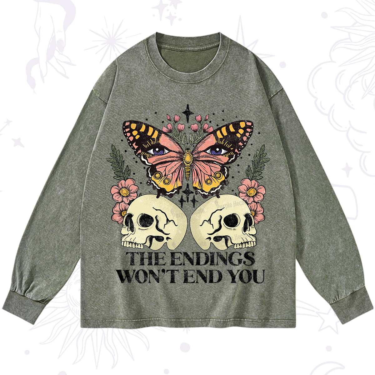 Purplehecate The Endings Won't End You Washed Long Sleeve Shirt