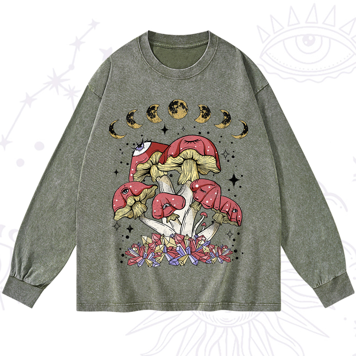 Purplehecate Magic Mushroom Washed Long Sleeve Shirt