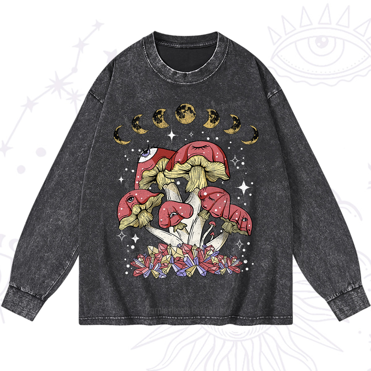 Purplehecate Magic Mushroom Washed Long Sleeve Shirt