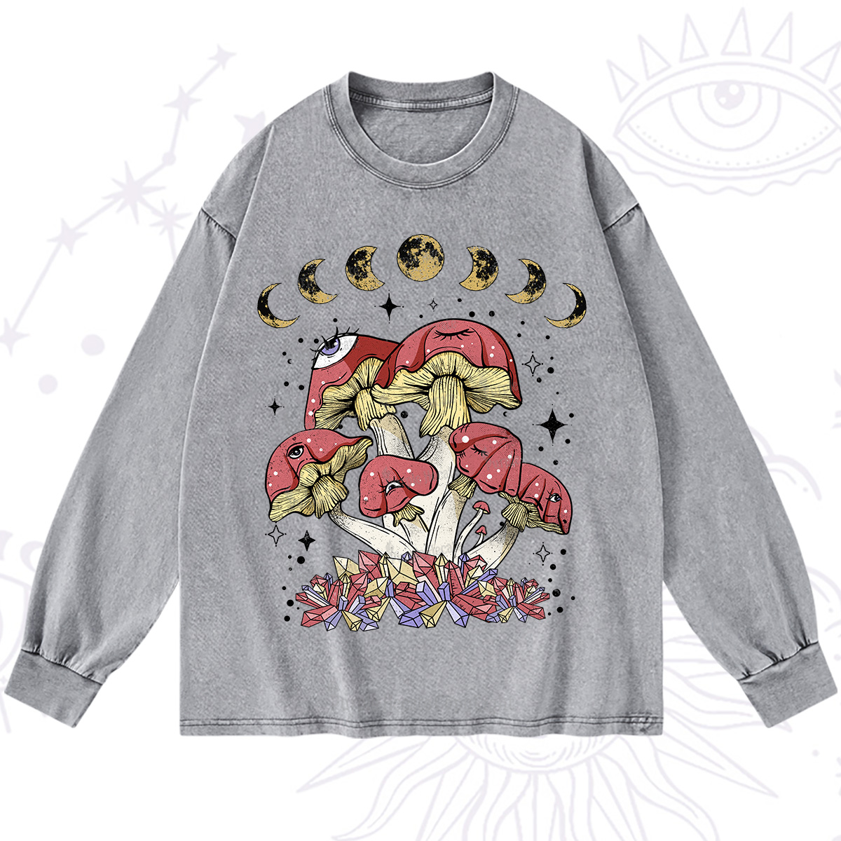 Purplehecate Magic Mushroom Washed Long Sleeve Shirt