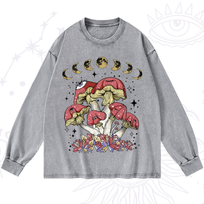 Purplehecate Magic Mushroom Washed Long Sleeve Shirt