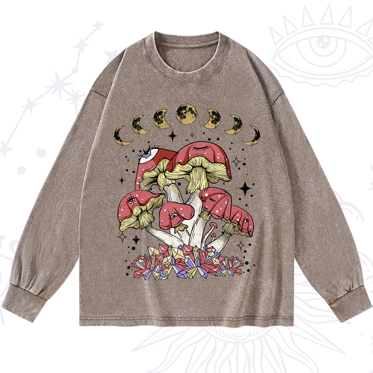 Purplehecate Magic Mushroom Washed Long Sleeve Shirt
