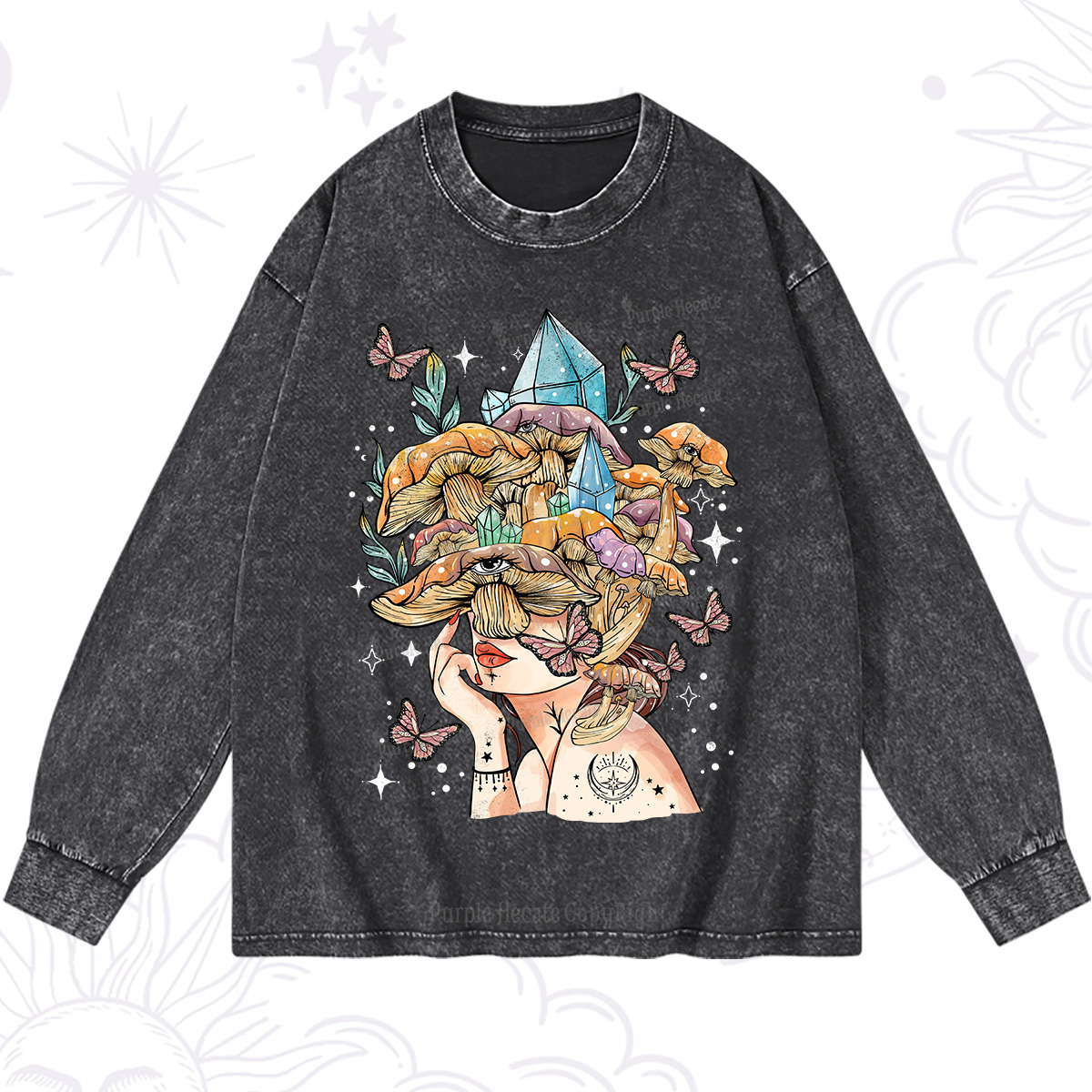 Purplehecate Crystal Goddess Washed Long Sleeve Shirt