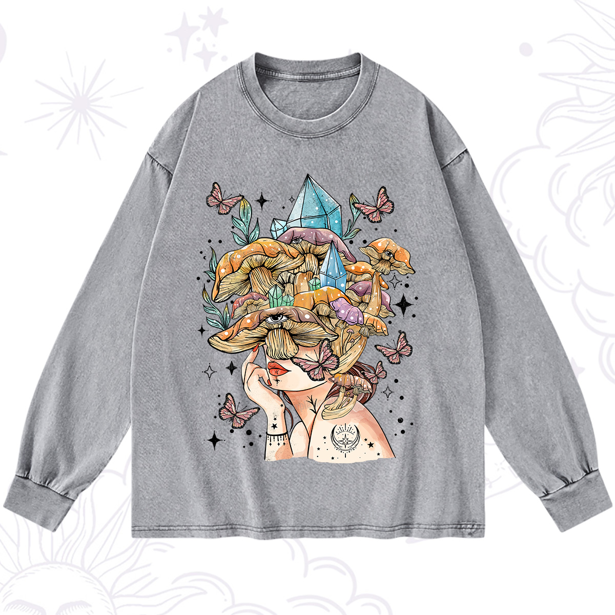 Purplehecate Crystal Goddess Washed Long Sleeve Shirt