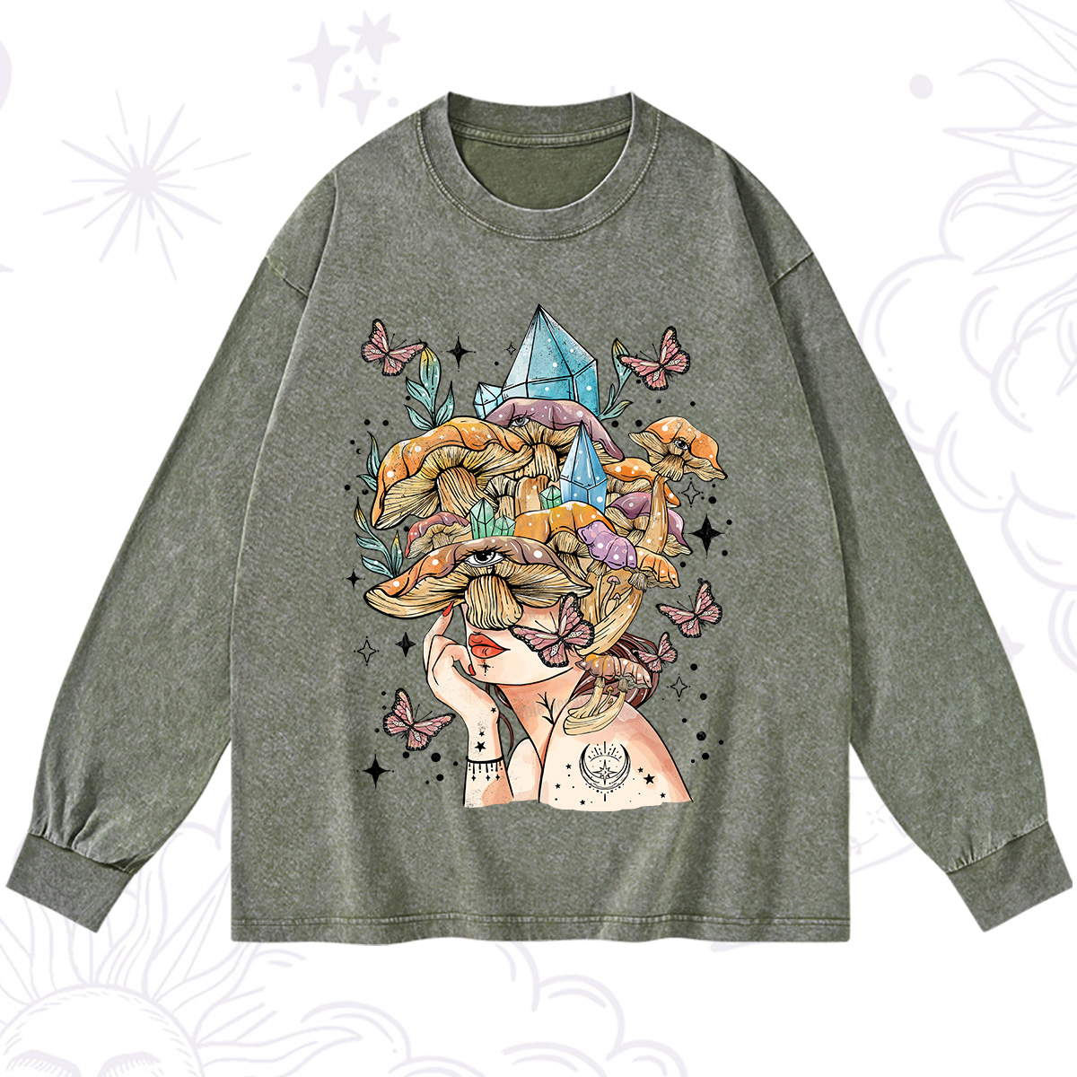 Purplehecate Crystal Goddess Washed Long Sleeve Shirt