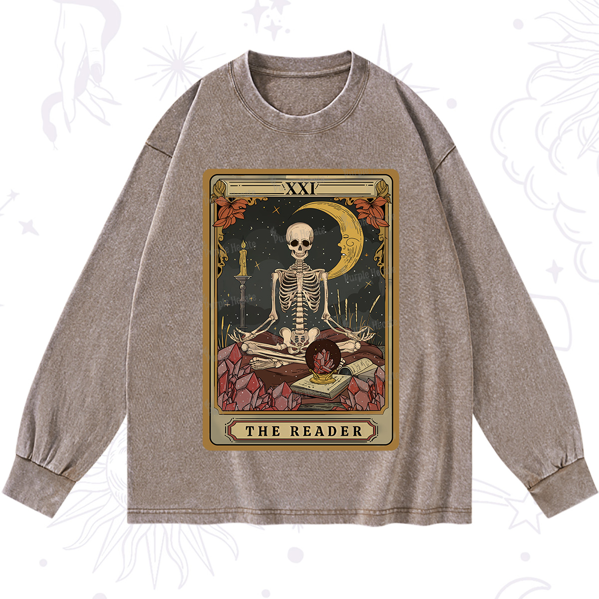 Purplehecate The Reader Tarot Washed Long Sleeve Shirt