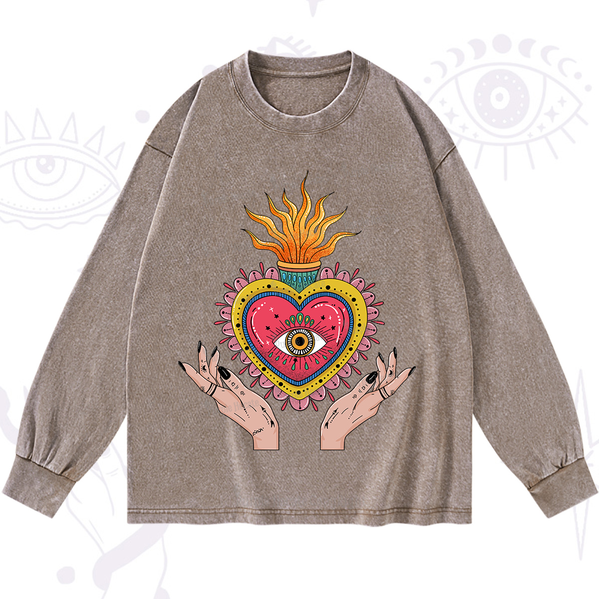 Purplehecate The Fiery Eye Washed Long Sleeve Shirt