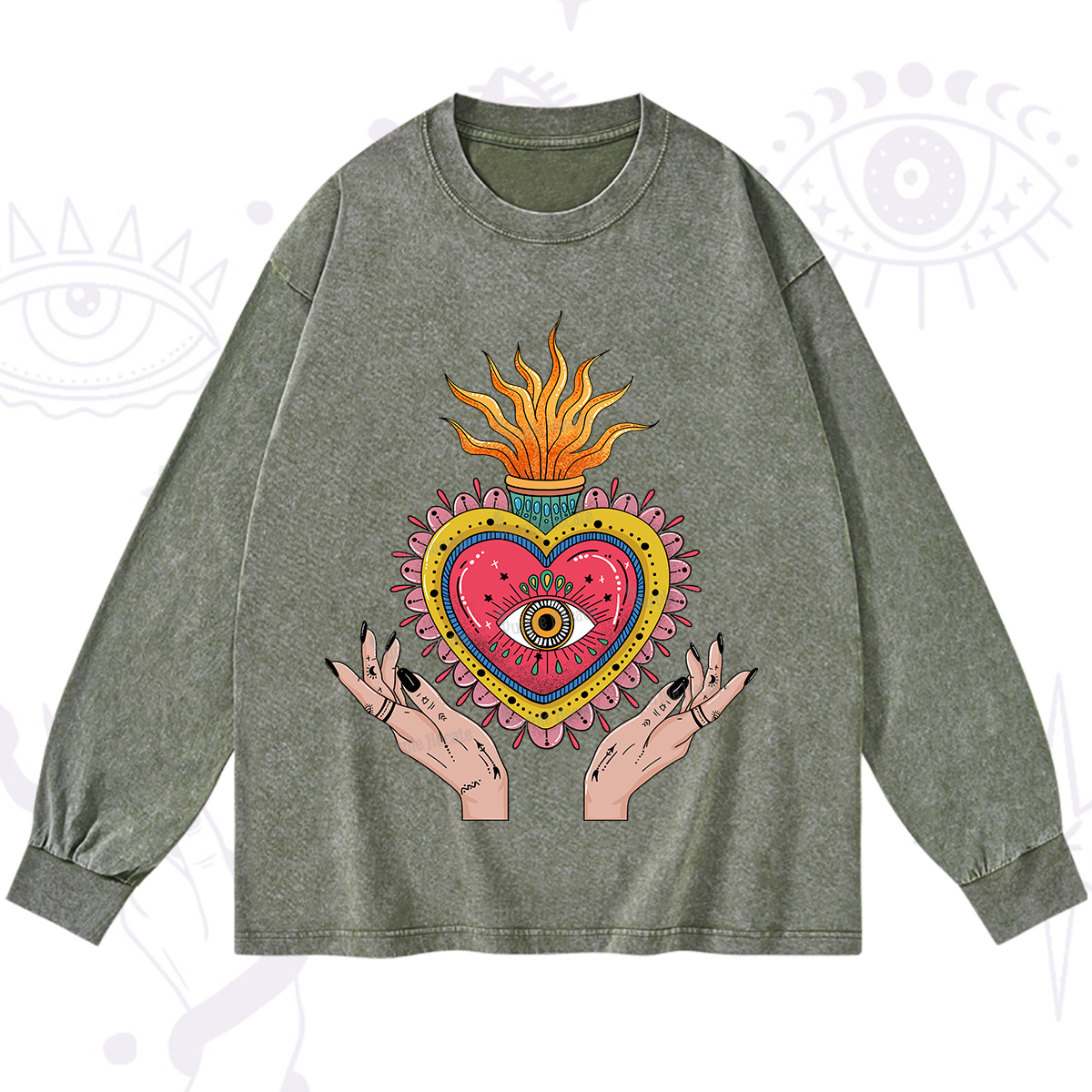 Purplehecate The Fiery Eye Washed Long Sleeve Shirt