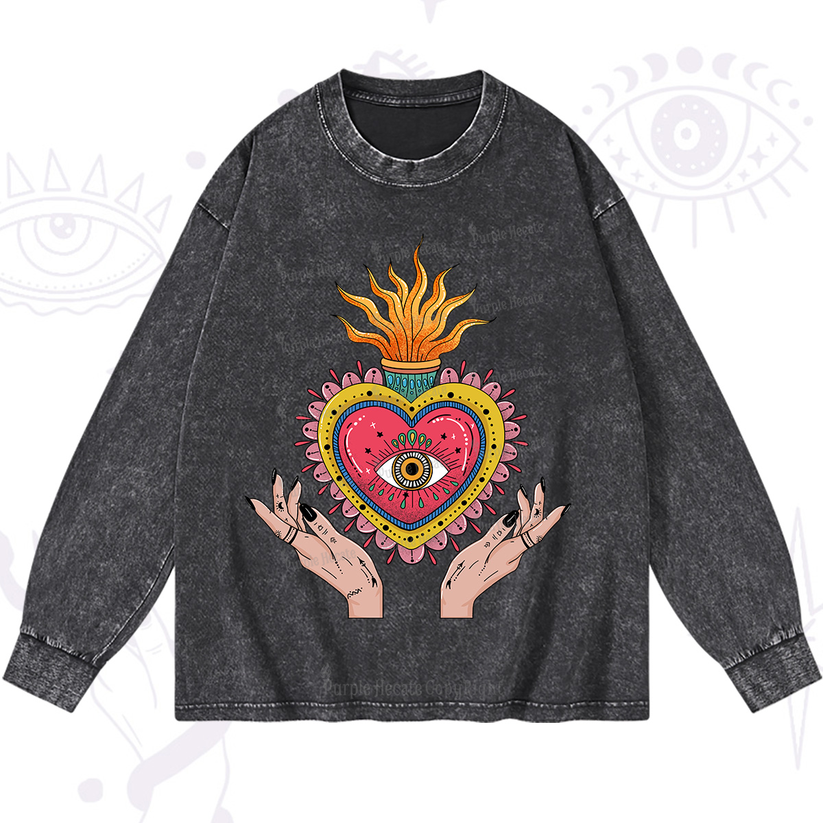 Purplehecate The Fiery Eye Washed Long Sleeve Shirt