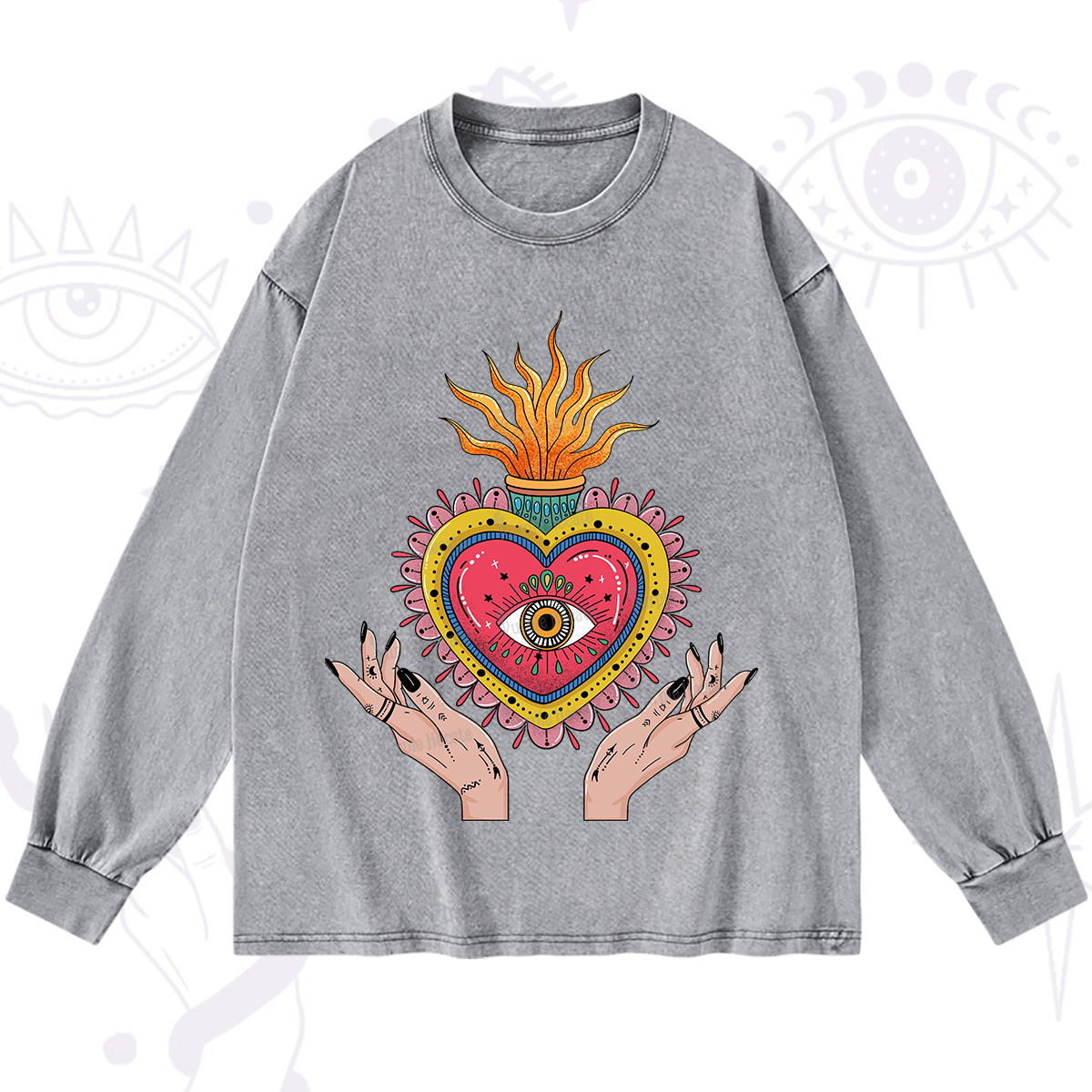 Purplehecate The Fiery Eye Washed Long Sleeve Shirt