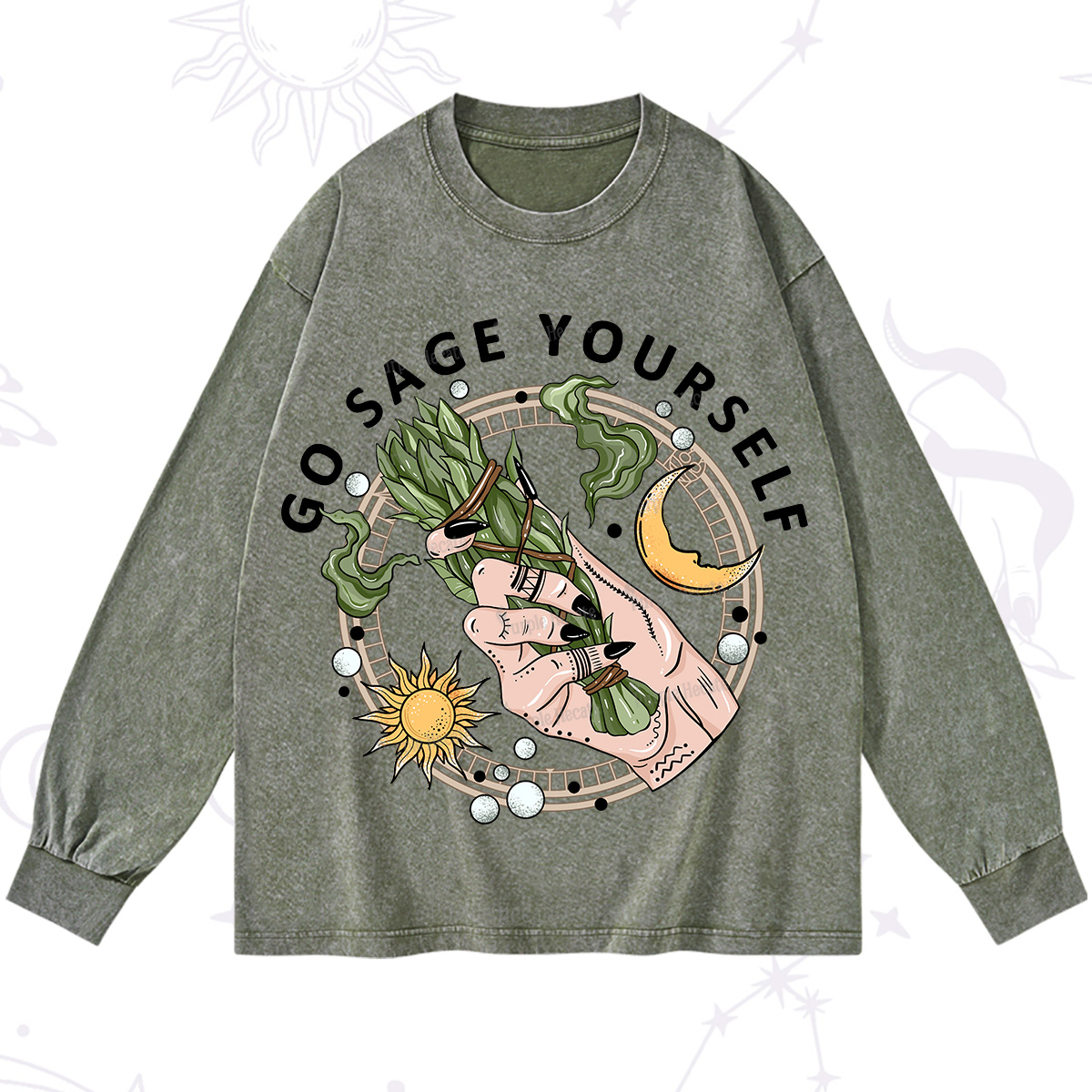 Purplehecate Go Sage Yourself Washed Long Sleeve Shirt