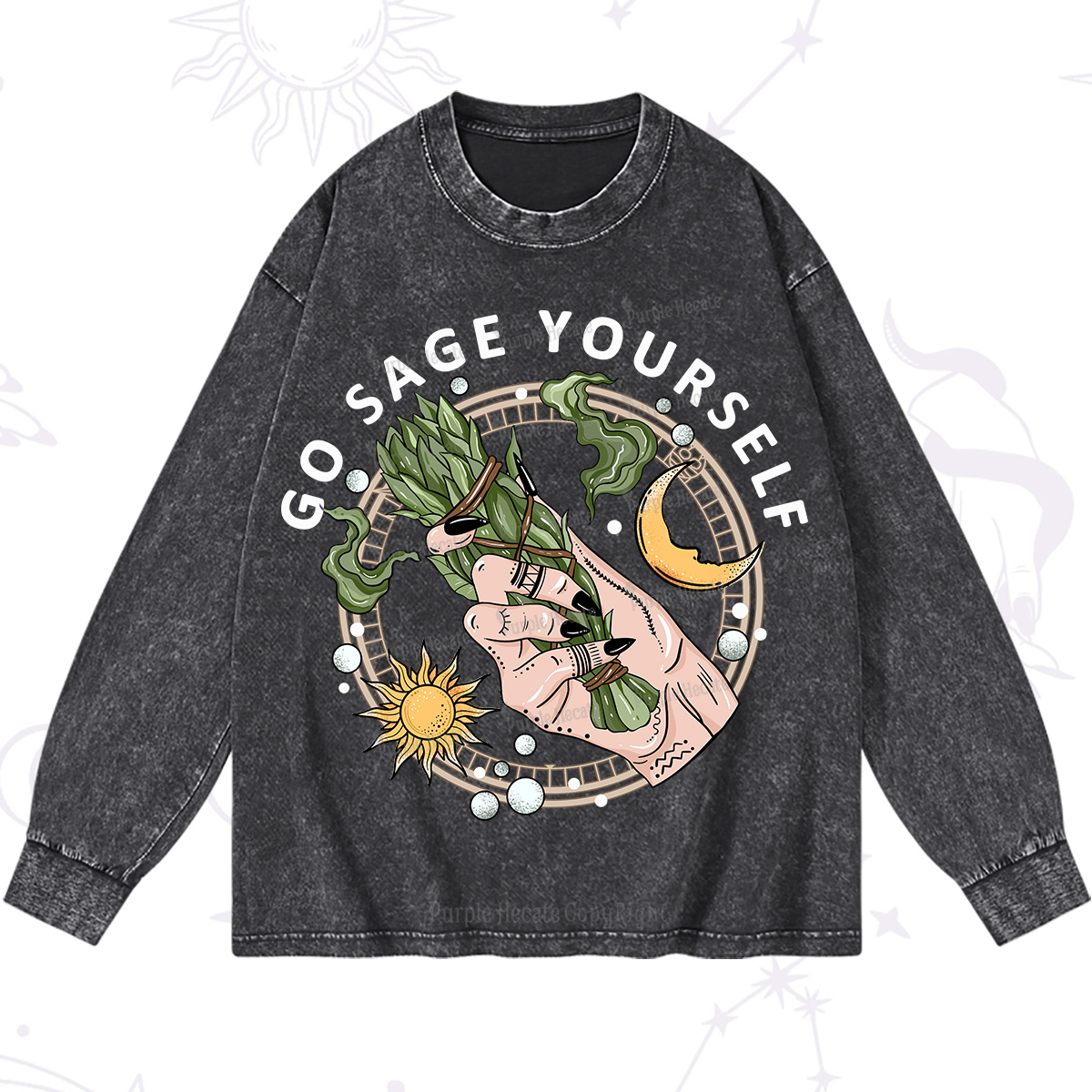 Purplehecate Go Sage Yourself Washed Long Sleeve Shirt