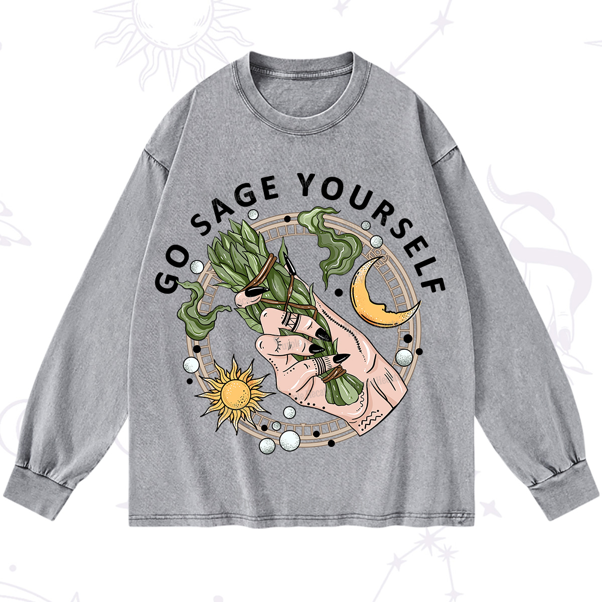 Purplehecate Go Sage Yourself Washed Long Sleeve Shirt