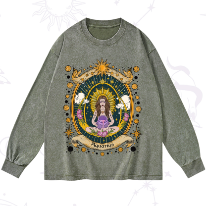 Purplehecate Aquarius Radiance Zodiac Washed Long Sleeve Shirt