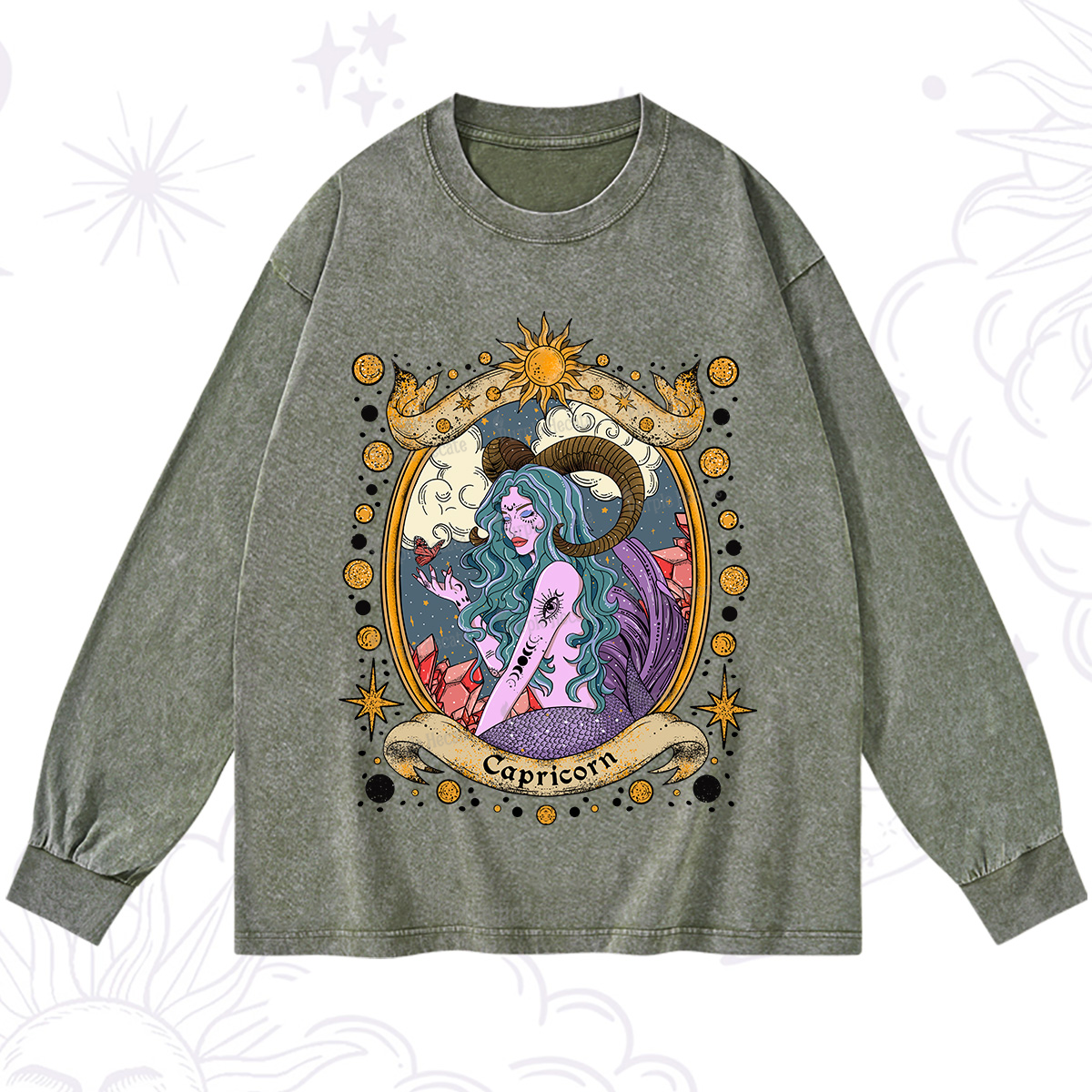 Purplehecate Capricorn Radiance Zodiac Washed Long Sleeve Shirt