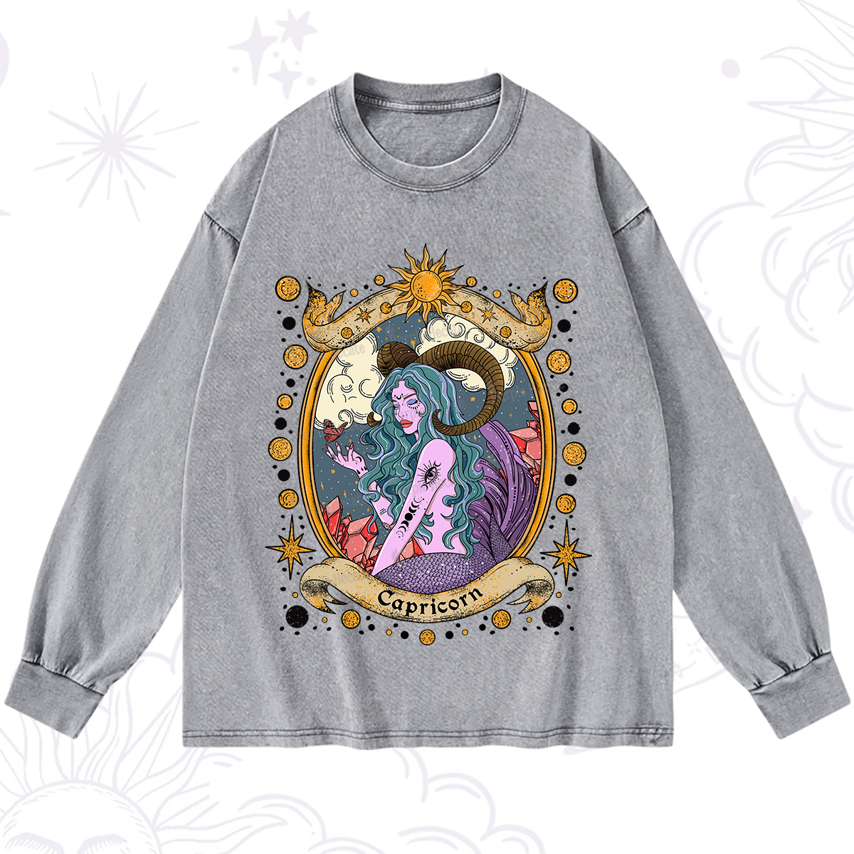 Purplehecate Capricorn Radiance Zodiac Washed Long Sleeve Shirt