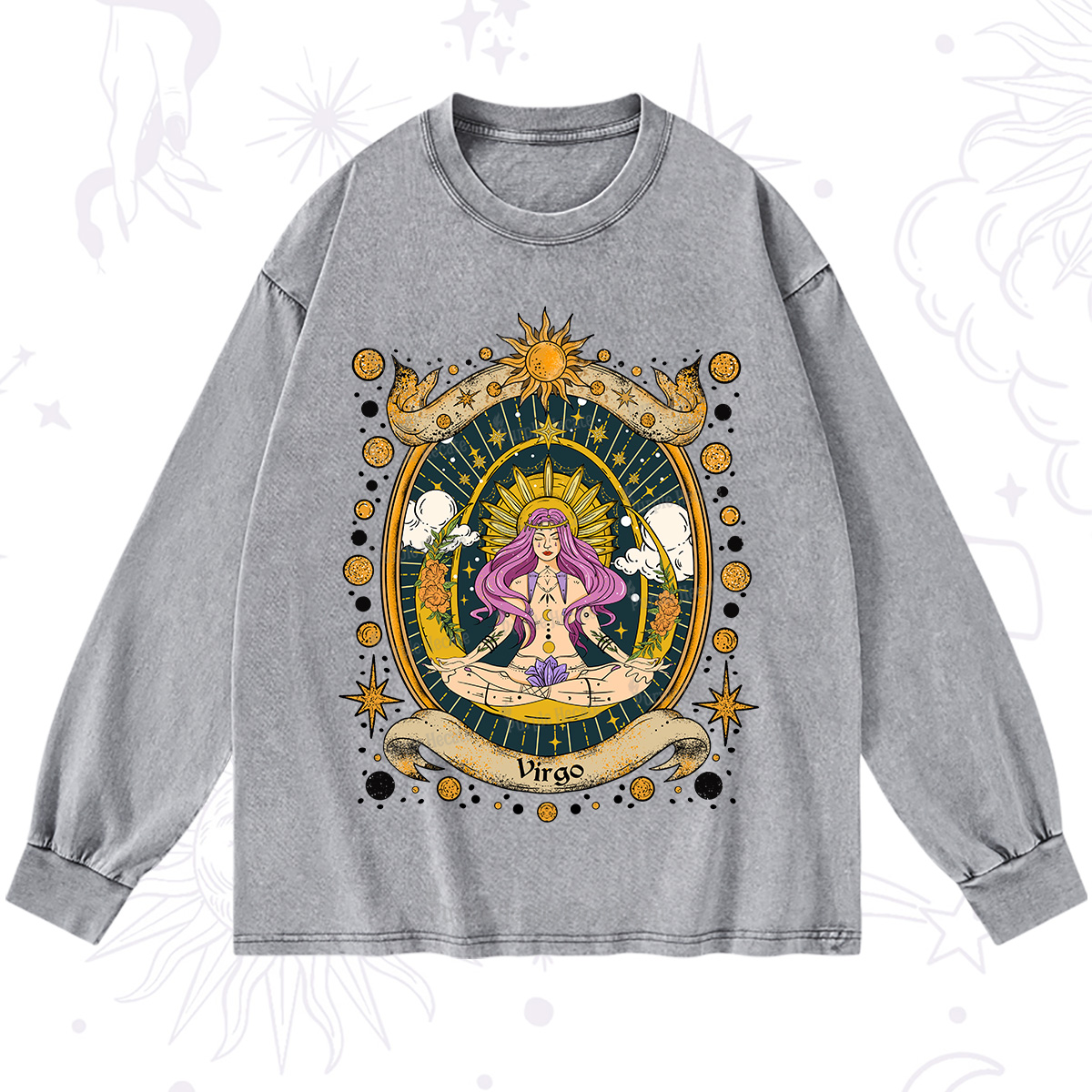 Purplehecate Virgo Radiance Zodiac Washed Long Sleeve Shirt