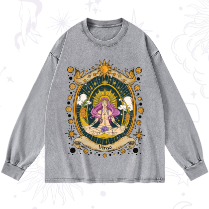 Purplehecate Virgo Radiance Zodiac Washed Long Sleeve Shirt